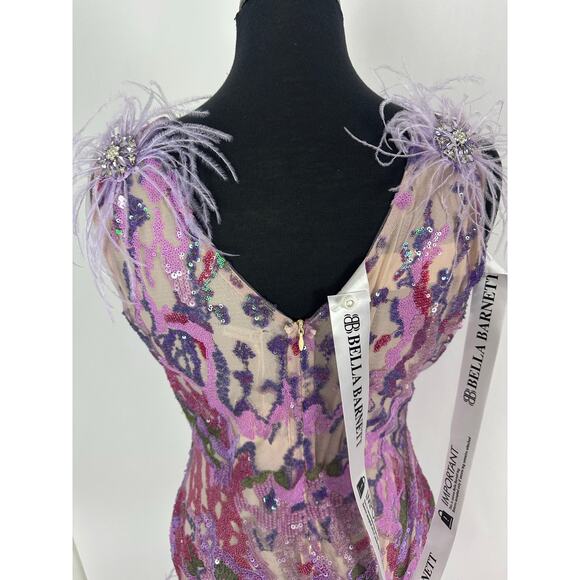 NWT Bella Barnett Loviy Purple Feather Sequin Mini Dress Size XL Cocktail Vegas - Picture 11 of 16